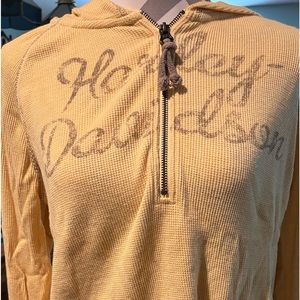 Harley Davidson quarter zip hooded t shirt